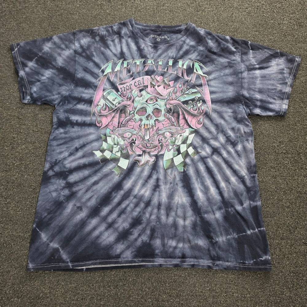 Metallica Nor Cal Skull Tie Dye T Shirt Mens Medium Graphic Band Tee